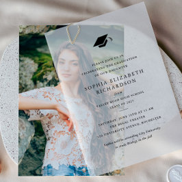 Eenvoudige afstudeerhoed Elegant afstuderen Vellum Uitnodigingen