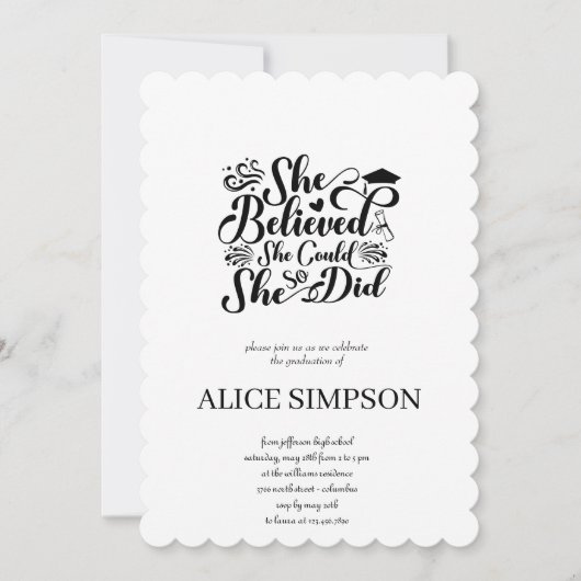 Eenvoudige afstudeeruitnodiging kaart (Voorkant)