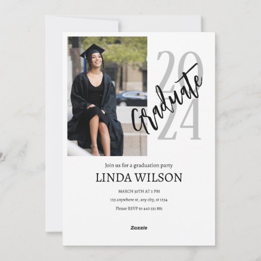Eenvoudige Afstuderen aankondiging foto uitnodigen (Achterkant)