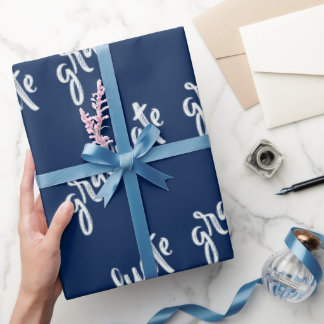 Eenvoudige Afstuderen Blauw en Witte Graduparty Cadeaupapier