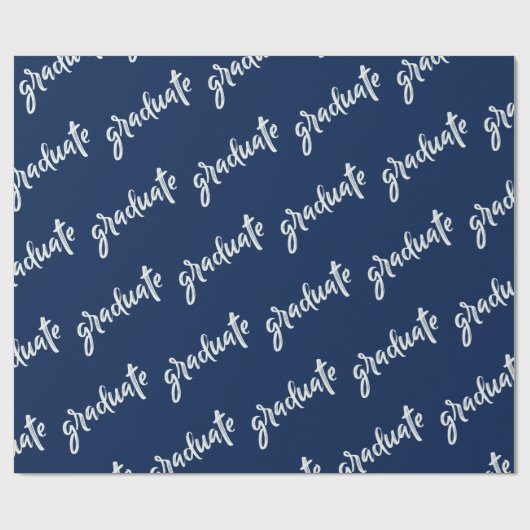 Eenvoudige Afstuderen Blauw en Witte Graduparty Cadeaupapier (Vlak)