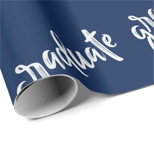 Eenvoudige Afstuderen Blauw en Witte Graduparty Cadeaupapier (Rol Hoek)