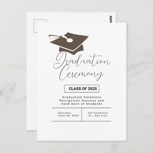 Eenvoudige Afstuderen ceremonie aankondiging Briefkaart (Voorkant / Achterkant)