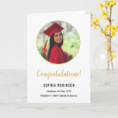 Eenvoudige Afstuderen foto Goud Wit Afstuderen Kaart (Gele Bloem)