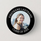 Eenvoudige Afstuderen foto met naam en klasse van  Ronde Button 5,7 Cm (Voorkant)