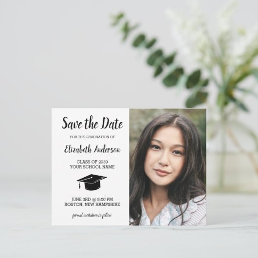 Eenvoudige Afstuderen Foto slaat het Afstuderen Da Aankondigingskaart (Staand voorkant)