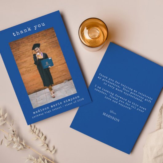 Eenvoudige Afstuderen minimalistische foto dank u Notitiekaartje