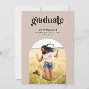 Eenvoudige Afstuderen roze & zwarte graduatieparti Kaart