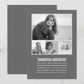 Eenvoudige Afstuderen tijdlijn - Grijs Kaart (Voorkant / Achterkant)