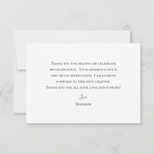 Eenvoudige Afstuderen voor modern script Bedankkaart (Achterkant)