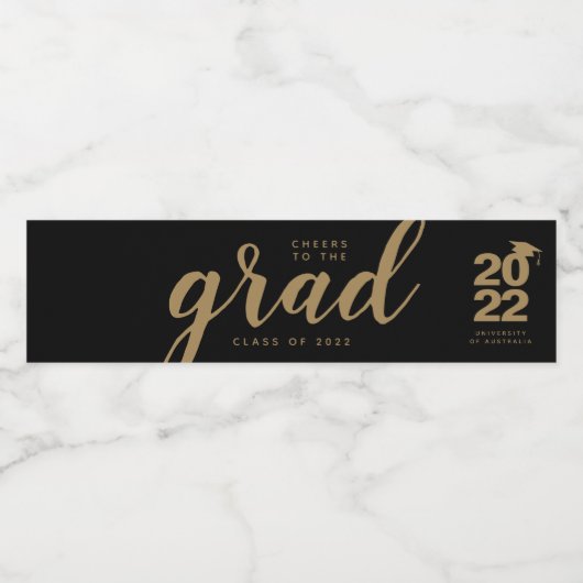 Eenvoudige Afstuderen zwarte goudfles Etiket