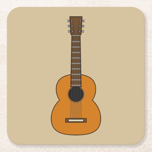 Eenvoudige akoestische gitaarCartoon Kartonnen Onderzetters (Voorkant)