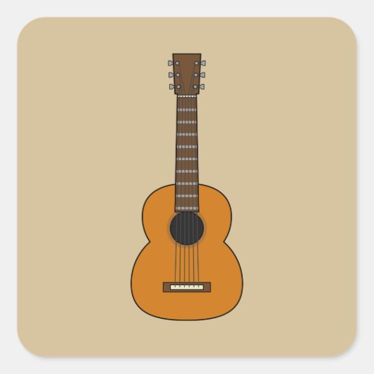 Eenvoudige akoestische gitaarCartoon Vierkante Sticker (Voorkant)