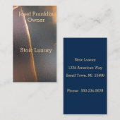 Eenvoudige Alcohol Ink Blauw en Goud Waterverf Visitekaartje (Voorkant / Achterkant)