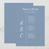 Eenvoudige alfabetische bruiloft zitplaatskaart Ka (Voorkant / Achterkant)