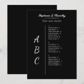 Eenvoudige alfabetische bruiloft zitplaatskaart Ka (Voorkant / Achterkant)