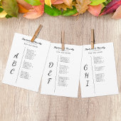 Eenvoudige alfabetische bruiloft zitplaatskaart Ka