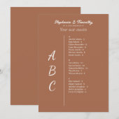 Eenvoudige alfabetische bruiloft zitplaatskaart Ka (Voorkant / Achterkant)