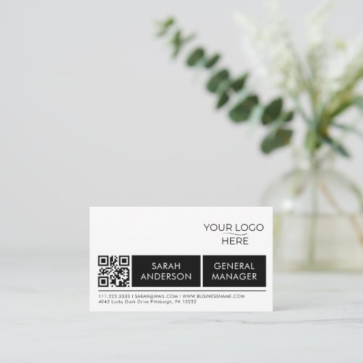 Eenvoudige Algemene Logo QR Code Professioneel Visitekaartje (Staand voorkant)