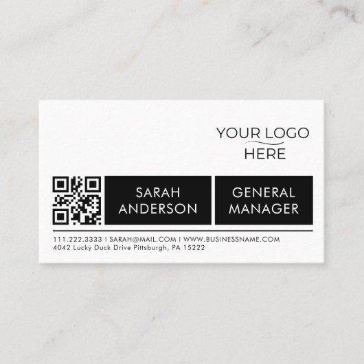 Eenvoudige Algemene Logo QR Code Professioneel Visitekaartje (Voorkant)