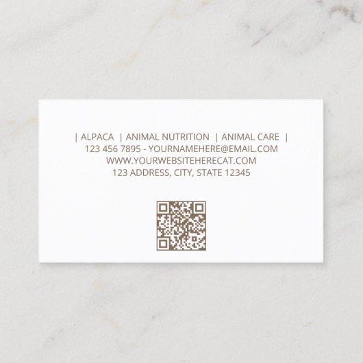 Eenvoudige Alpaca Visitekaartje (Achterkant)