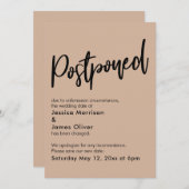 Eenvoudige amandel uitgestelde bruiloft aankondigi kaart (Voorkant / Achterkant)