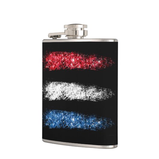 *~* Eenvoudige Amerikaanse vlag Abstracte penseels Heupfles (Links)