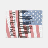 Eenvoudige Amerikaanse vlag en soldaten - Veteraan Fleece Deken (Voorkant (Horizontaal))