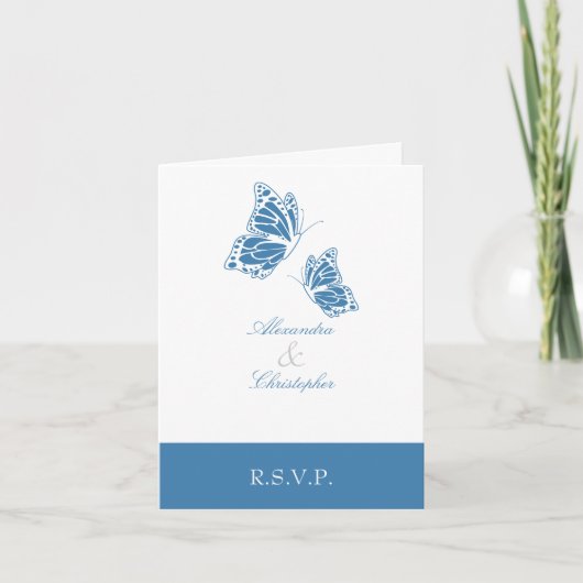 Eenvoudige Amparo Blauwe van de Vlinder Rsvp- Nota (Voorkant)