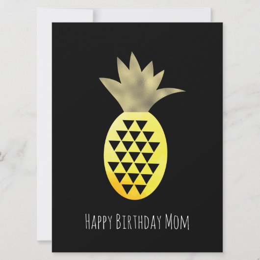 Eenvoudige anananas Happy Birthday Faux Gold Kaart (Voorkant)
