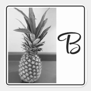 Eenvoudige ananas foto enkele Initiaal BW Print Vierkante Sticker
