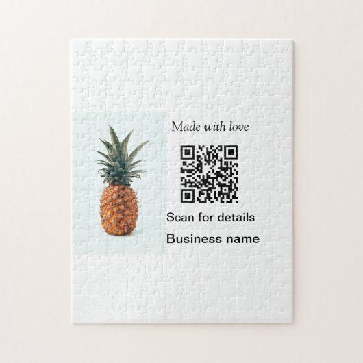 Eenvoudige ananas fruit voedsel q r code bedrijfsd legpuzzel (Verticaal)