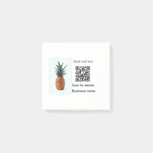 Eenvoudige ananas fruit voedsel q r code bedrijfsd post-it® notes (Voorkant)