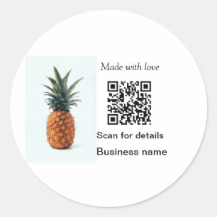 Eenvoudige ananas fruit voedsel q r code bedrijfsd ronde sticker