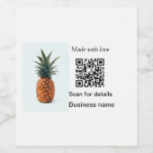 Eenvoudige ananas fruit voedsel q r code bedrijfsd wijn etiket (Enkel label)