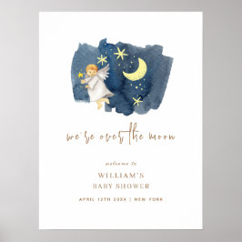 Eenvoudige Angel Moon Star Baby shower Welkomstbor Poster
