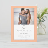 Eenvoudige Anker Save the Date | Perzik (Staand voorkant)