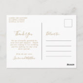 Eenvoudige Antiek gouden monogram bruiloft Dank u Briefkaart (Achterkant)