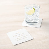 Eenvoudige Antiek gouden monogram bruiloft Save th Kartonnen Onderzetters (Insitu)