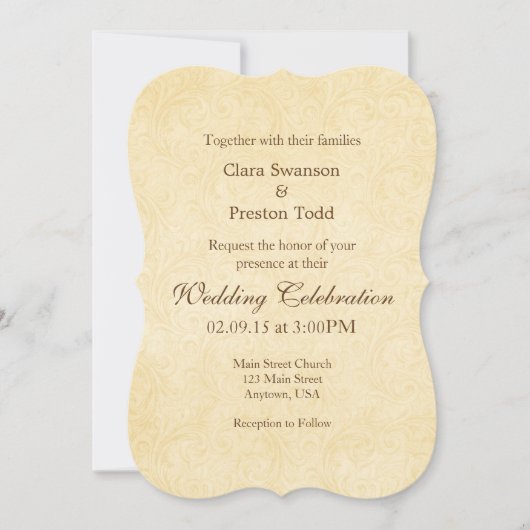 Eenvoudige Antieke beugel bruiloft uitnodiging (Voorkant)