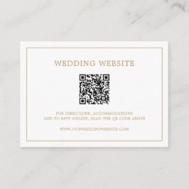 Eenvoudige Antieke Gouden Monogram QR Code Huwelij Informatiekaartje