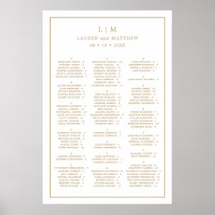 Eenvoudige Antieke Gouden Monogram Trouwstoelenkaa Poster