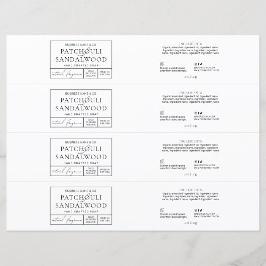 Eenvoudige Apothecary Zeep Bar Belly Band Wrap Lab (Voorkant)