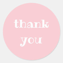 Eenvoudige appreciatie Roze & Wit Dank u Rond Ronde Sticker