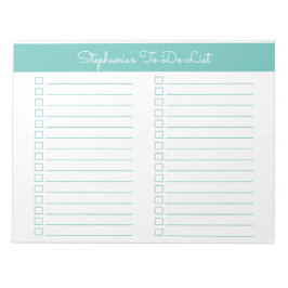 Eenvoudige Aqua 8.5x11 checklist met twee kolommen Notitieblok