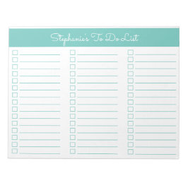 Eenvoudige Aqua 8.5x11 Drie Kolommen Checklist Notitieblok