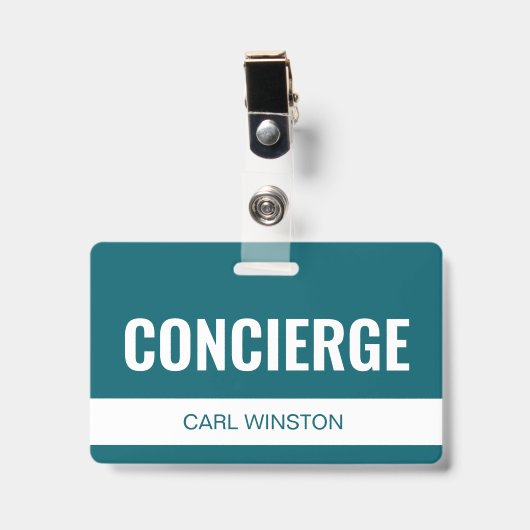 Eenvoudige Aqua Aangepaste Hotel Concierge Werknem Badge (Voorzijde met clip)