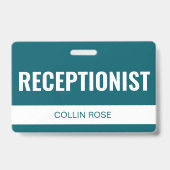 Eenvoudige Aqua Aangepaste Hotelreceptioniste Werk Badge (Voorzijde)