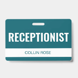 Eenvoudige Aqua Aangepaste Hotelreceptioniste Werk Badge