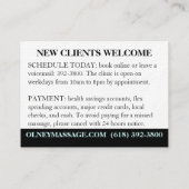 Eenvoudige Aqua-, Black- en White Massage-therapie Visitekaartje (Achterkant)